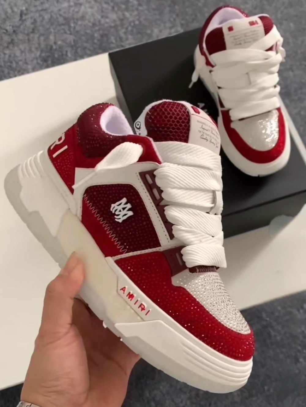 AMIRI Kids Red and White Chunky Low-Top Sneakers